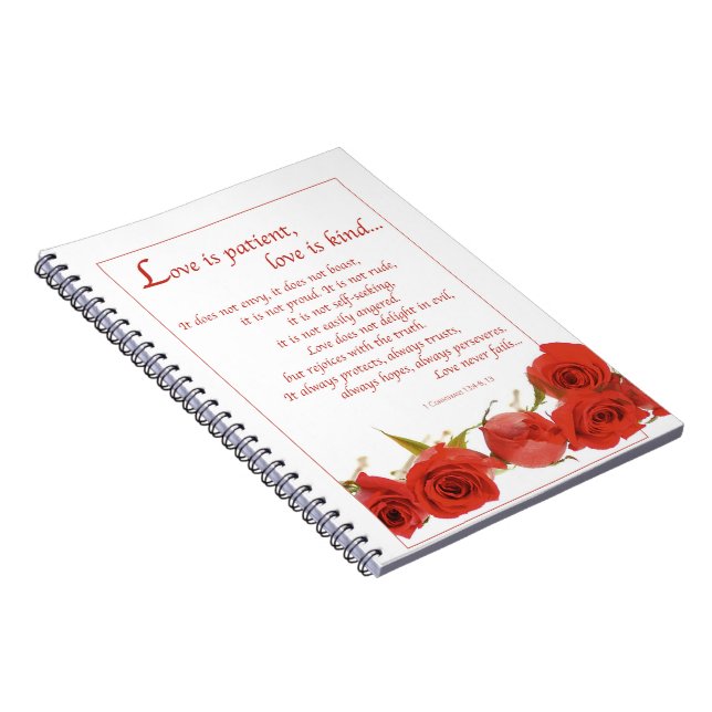 Caderno Espiral O Amor é Paciente Rosa Vermelha (Lado Direito)