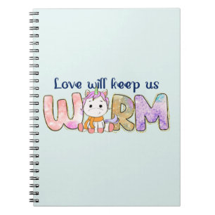 Caderno Espiral O Amor Nos Manterá Aquecidos   Adorável Unicorn Wi