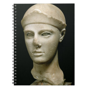 Caderno Espiral O Athena de Aegina, vestindo um capacete, cabeça