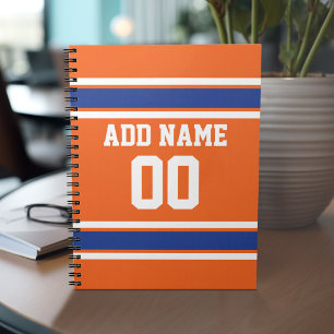 Caderno Espiral O azul alaranjado ostenta o jérsei com nome e