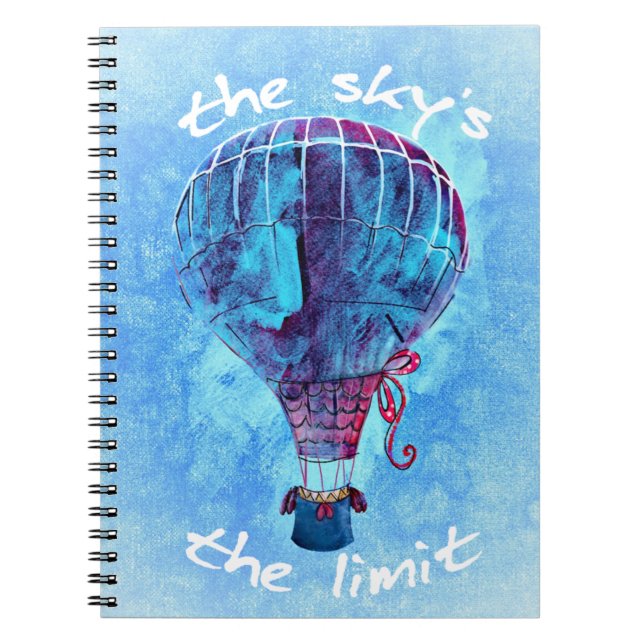 Caderno Espiral O balão de ar quente da aguarela do limite do céu (Frente)