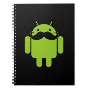 Caderno Espiral O bigode do ícone robô androide em preto