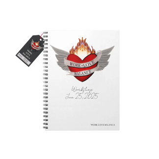 Caderno Espiral O bloco de letras em branco WORK LOVE BALANCE