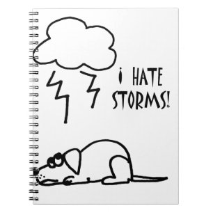 Caderno Espiral O cão receoso do trovão ataca desenhos animados