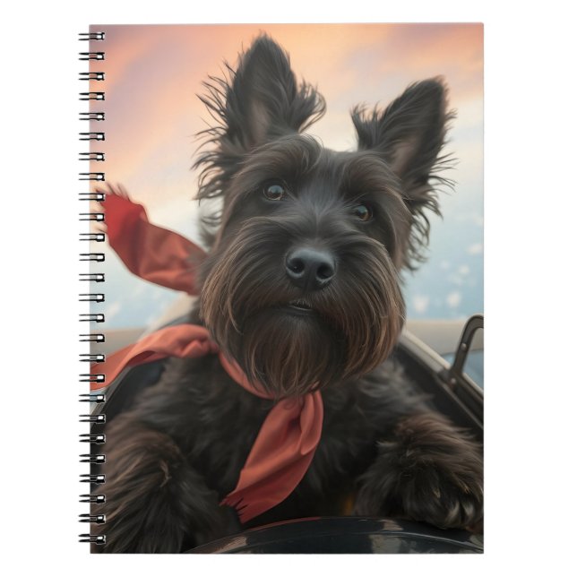 Caderno Espiral O Cão Terrier Escocês Voador (Frente)