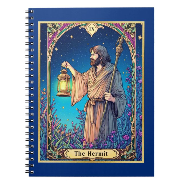 Caderno Espiral O Cartão Art Nouveau Tarot, O Hermit (Frente)