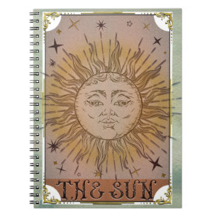 Caderno Espiral O cartão de tarot vintage do Sol Arte Celestial