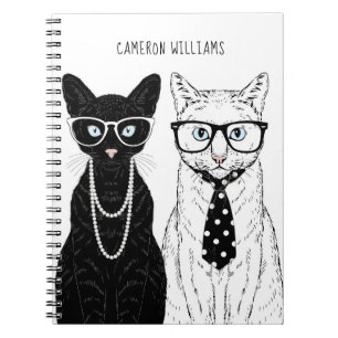 Caderno Espiral O casal do gato adiciona seu nome