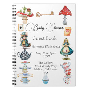 Caderno Espiral O Chá de fraldas convidado do partido Alice Tea