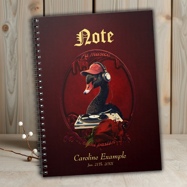 Caderno Espiral O cisne negro, simbolizando a criatividade (Criador carregado)