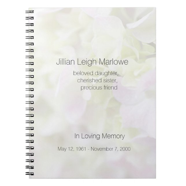 Caderno Espiral O close up do Hydrangea desvanece-se memorial (Frente)