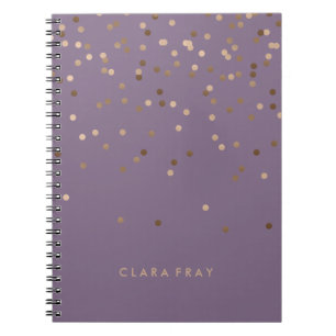 Caderno Espiral o confete cor-de-rosa do ouro do encanto elegante