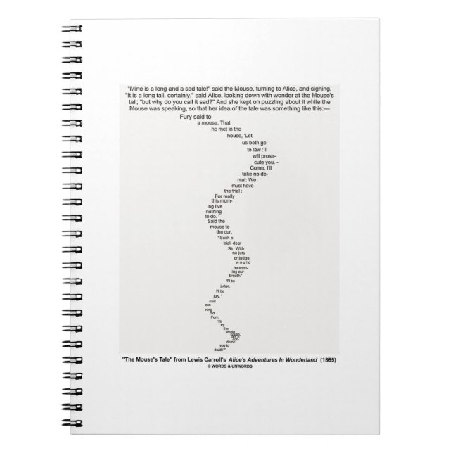 Caderno Espiral O Conto do Mouse por Lewis Carroll Wonderland (Frente)
