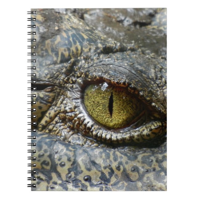 Caderno Espiral o costume animal da cara do olho do crocodilo (Frente)