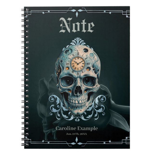 Caderno Espiral O crânio do tempo: algarismos romanos (Frente)