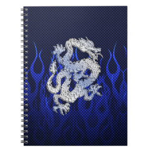 Caderno Espiral O cromo azul gosta do estilo da fibra do carbono