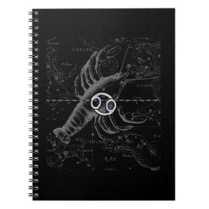 Caderno Espiral O cromo gosta do sinal do zodíaco do cancer em