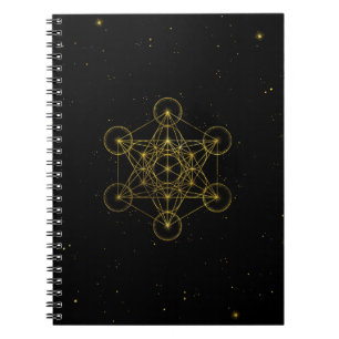 Caderno Espiral O Cubo do Metatrão é preto e ouro