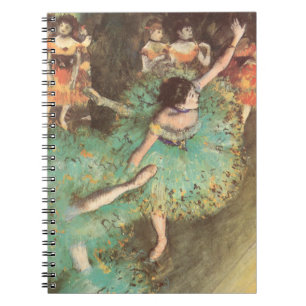 Caderno Espiral O Dançarino Verde de Edgar Degas, Balé de Vintag