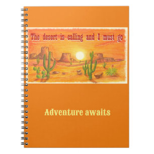 Caderno Espiral O deserto está chamando a paisagem do pôr do sol p