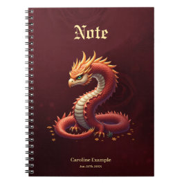 Caderno Espiral O dragão serpente dourado.