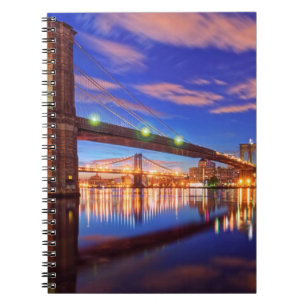 Caderno Espiral O East River, ponte de Brooklyn, Manhattan