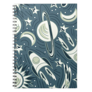 Caderno Espiral O espaço desenhado à mão é um padrão de vintage se