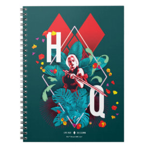 Caderno Espiral O Esquadrão Suicida   Harley Quinn Floral Diamond