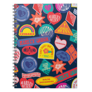 Caderno Espiral O Esquadrão Suicida   Padrão de Crachá de Harley Q