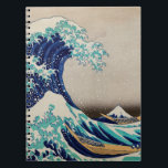 Caderno Espiral O Excelente Hokusai desceu de Kanagawa. Vintage ja<br><div class="desc">Katsushika Hokusai "A onda do Excelente de Kanagawa". Ilustração do japão Vintage.</div>