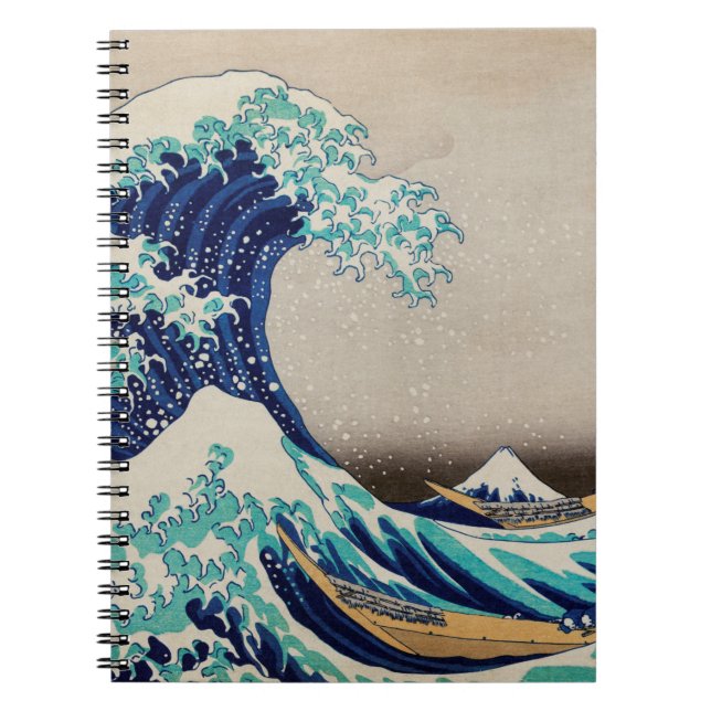 Caderno Espiral O Excelente Hokusai desceu de Kanagawa. Vintage ja (Frente)