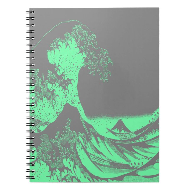 Caderno Espiral O Excelente Wave Seafoam Green & Cinzas (Frente)