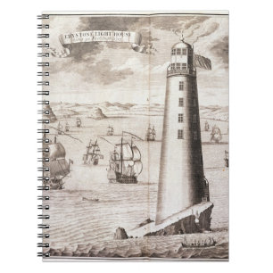 Caderno Espiral O farol de Eddystone, gravado por Hendrick Hul