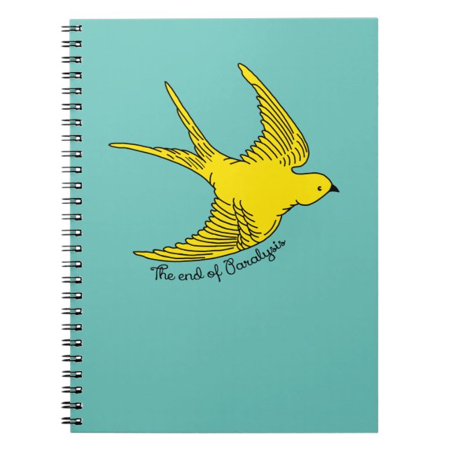 Caderno Espiral O fim do notebook amarelo de pássaro paralisado (Frente)