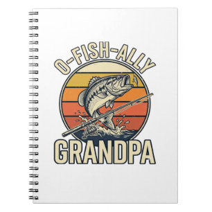 Caderno Espiral O-Fish-Ally Vovô Design de Camisa Vintage de Pesca