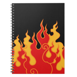 Caderno Espiral O fogo. Língua emblemática sobre fundo preto. Vi