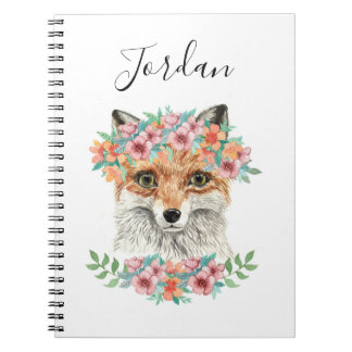Caderno Espiral O Fox floral | adiciona seu nome
