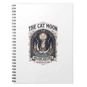 Caderno Espiral O Gato Carta de Tarot do Gato Lua Arcano Maior Vin