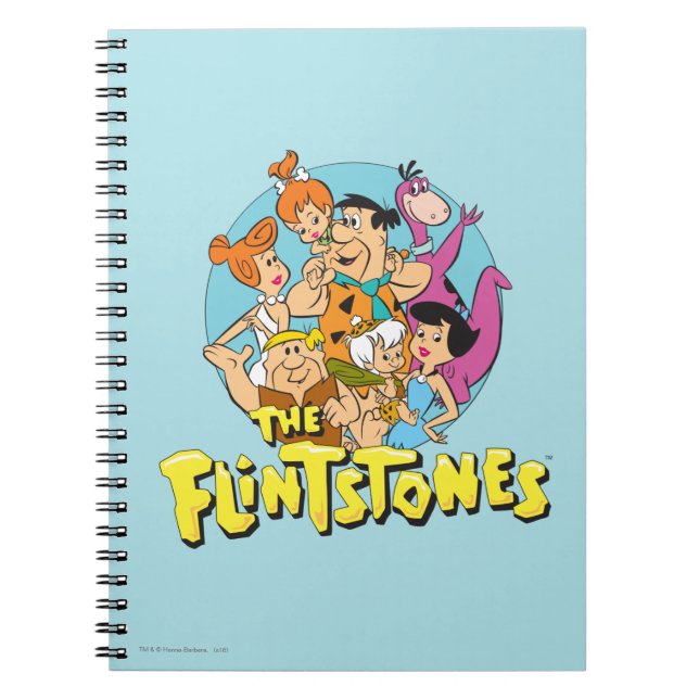 Caderno Espiral O Gráfico da Família Flintstones e Rubbles (Frente)