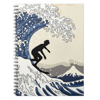 Caderno Espiral O grande surfista de Kanagawa