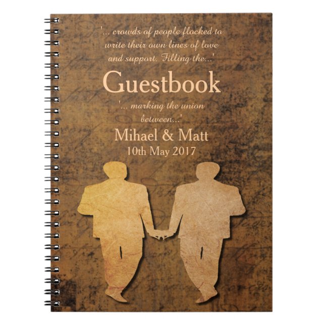 Caderno Espiral O menino encontra o Guestbook Wedding alegre de (Frente)