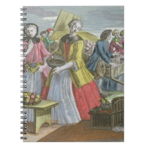 Caderno Espiral O mercado de fruta (gravura colorida)