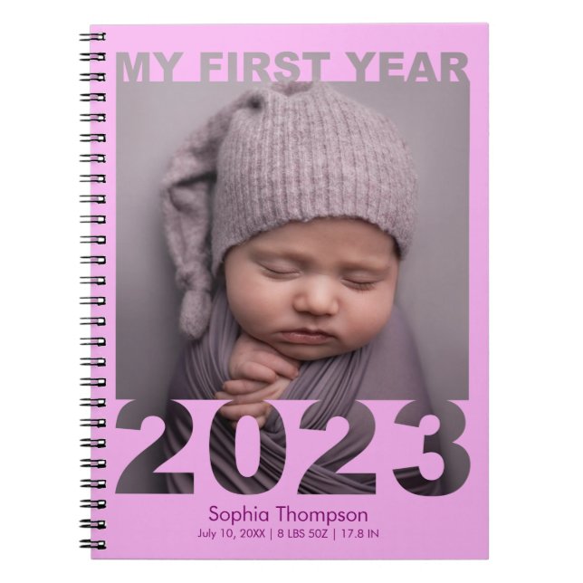 Caderno Espiral O Meu Primeiro Ano 2023 - Foto Do Bebê Moderno Cut (Frente)