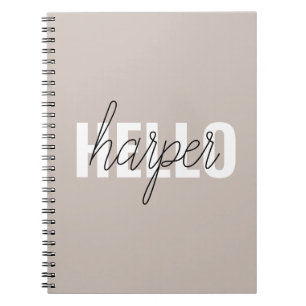 Caderno Espiral O Moderno Simples Brown Hello E Você Se Chama
