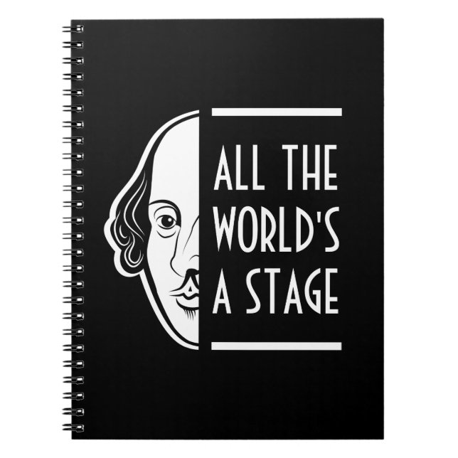 Caderno Espiral "O mundo inteiro é um Palco Shakespeare Thespian C (Frente)