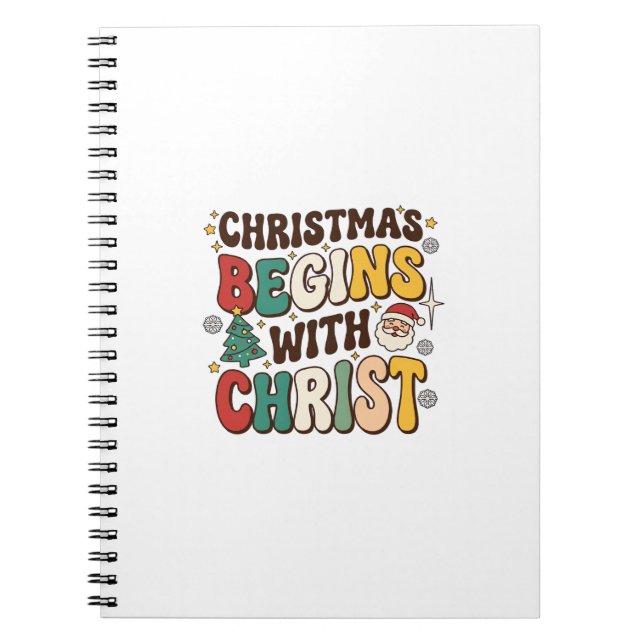 Caderno Espiral O Natal Começa Com Cristo Design de Árvore de Nata (Frente)