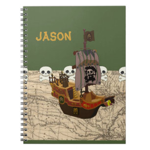 Caderno Espiral O navio de pirata dos desenhos animados