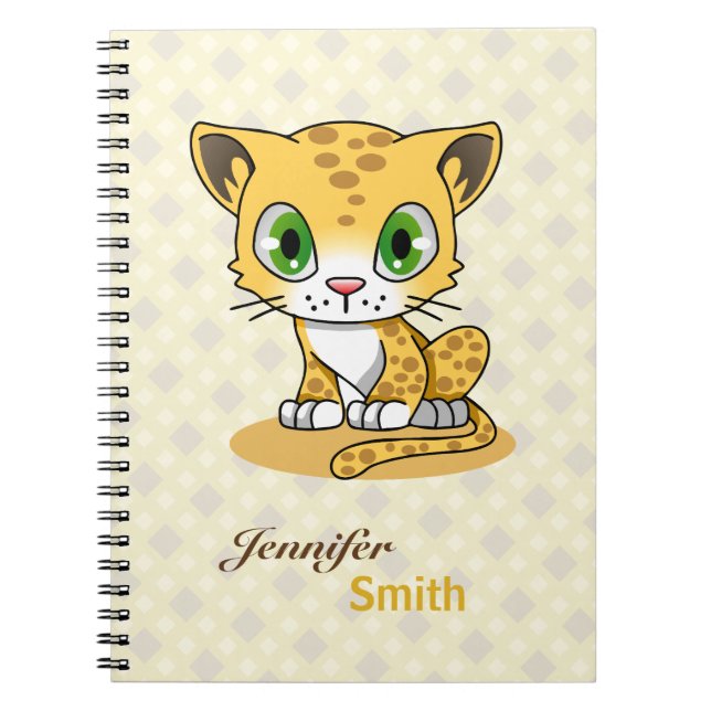 Caderno Espiral O nome bonito dos desenhos animados do leopardo do (Frente)