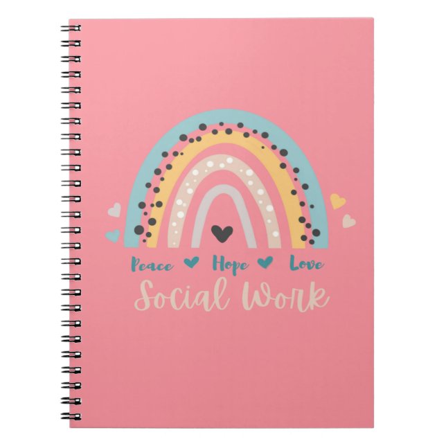 Caderno Espiral O notebook Peace Hope ama o trabalho social (Frente)