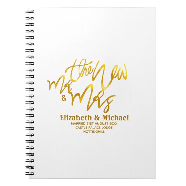 Caderno Espiral O novo Sr. e Sra. (adicionar nome, data, local) Do (Frente)